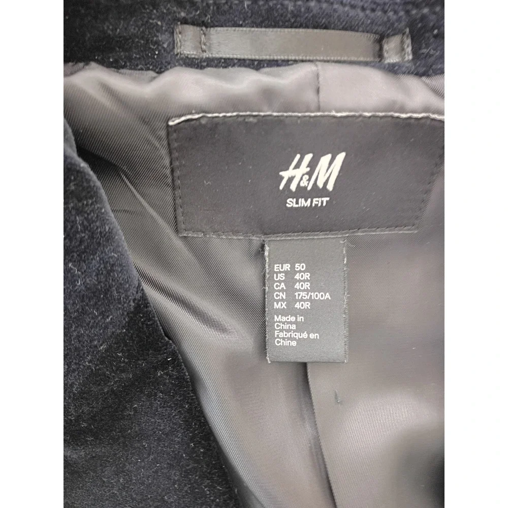 Mens Slim Fit Dark Navy Blue Velvet Blazer Jacket Size‎ 40R